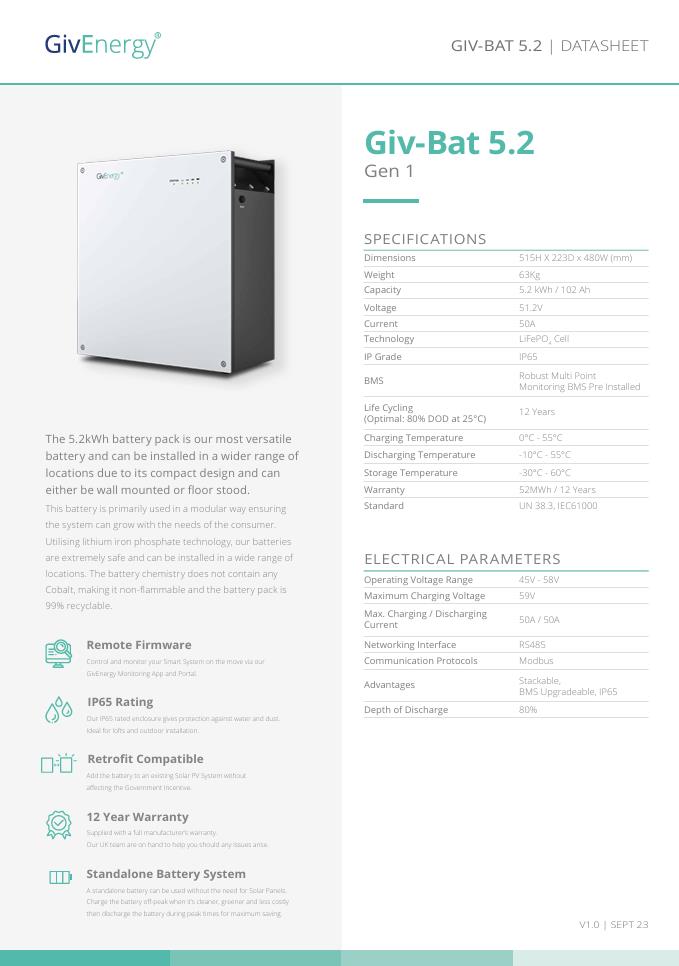 GivEnergy GIV-BATT 5.2 Gen 1 (2022) Lithium-Ion Battery Module